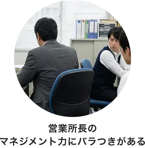 営業所長のマネジメント力にバラつきがある